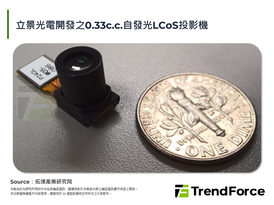 立景光電開發之0.33c.c.自發光LCoS投影機