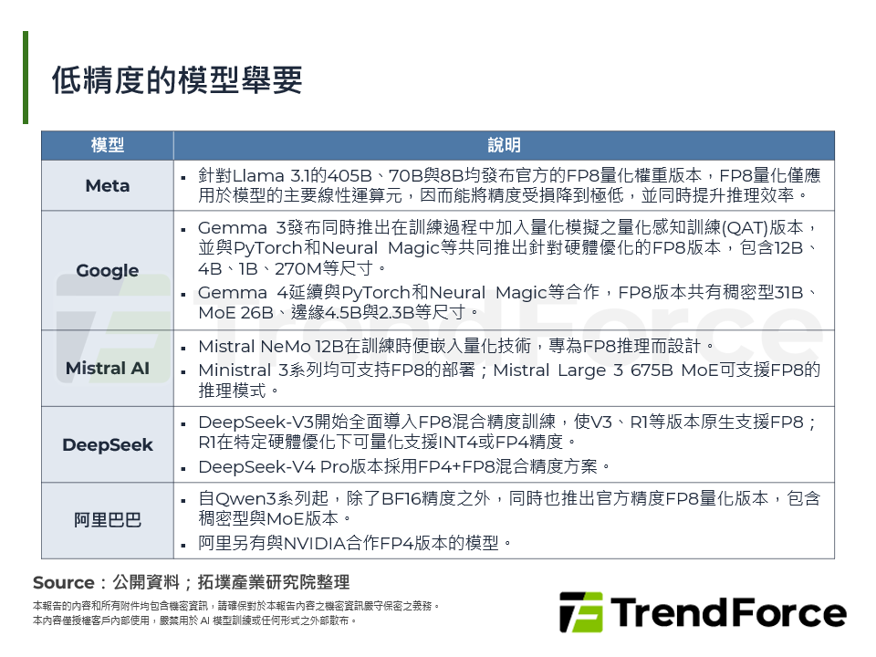 低精度的模型舉要