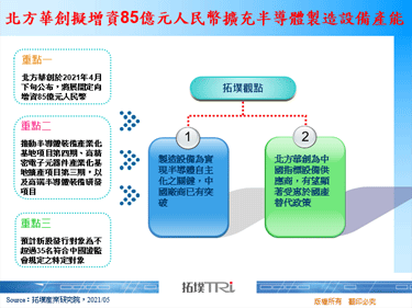 北方華創擬增資85億元人民幣擴充半導體製造設備產能