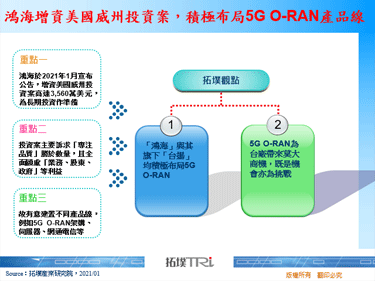 鴻海增資美國威州投資案，積極布局5G O-RAN產品線